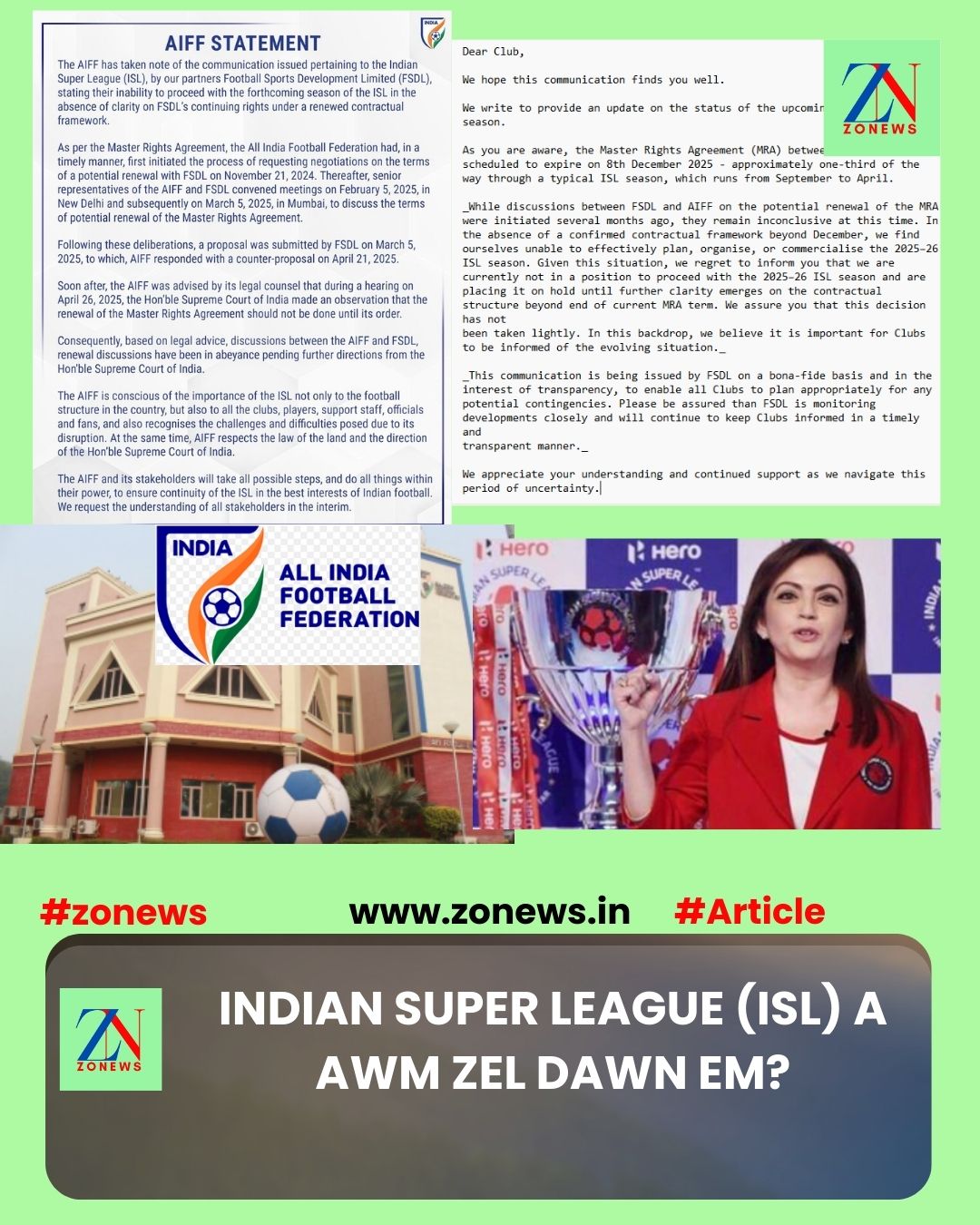 INDIAN SUPER LEAGUE (ISL) A AWM ZEL DAWN EM?